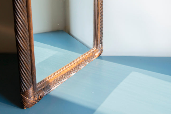 Large Vintage Rattan Arch Mirror