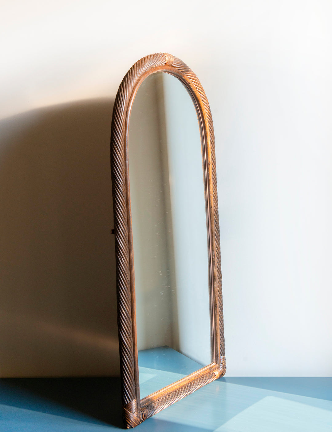 Large Vintage Rattan Arch Mirror