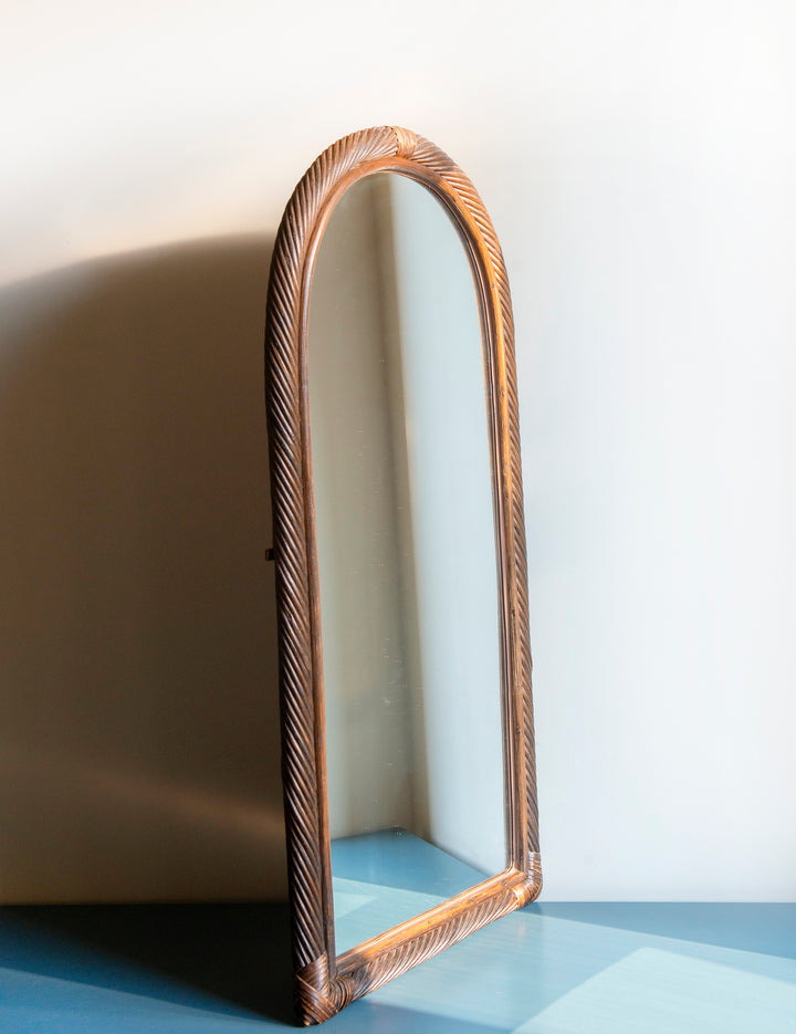 Large Vintage Rattan Arch Mirror