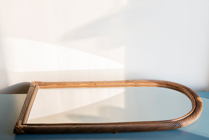 Large Vintage Rattan Arch Mirror