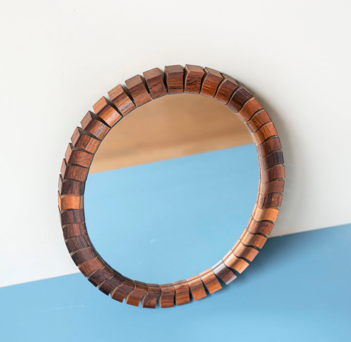 Oval Teak Rosewood Mirror, Danish Design, 1960s