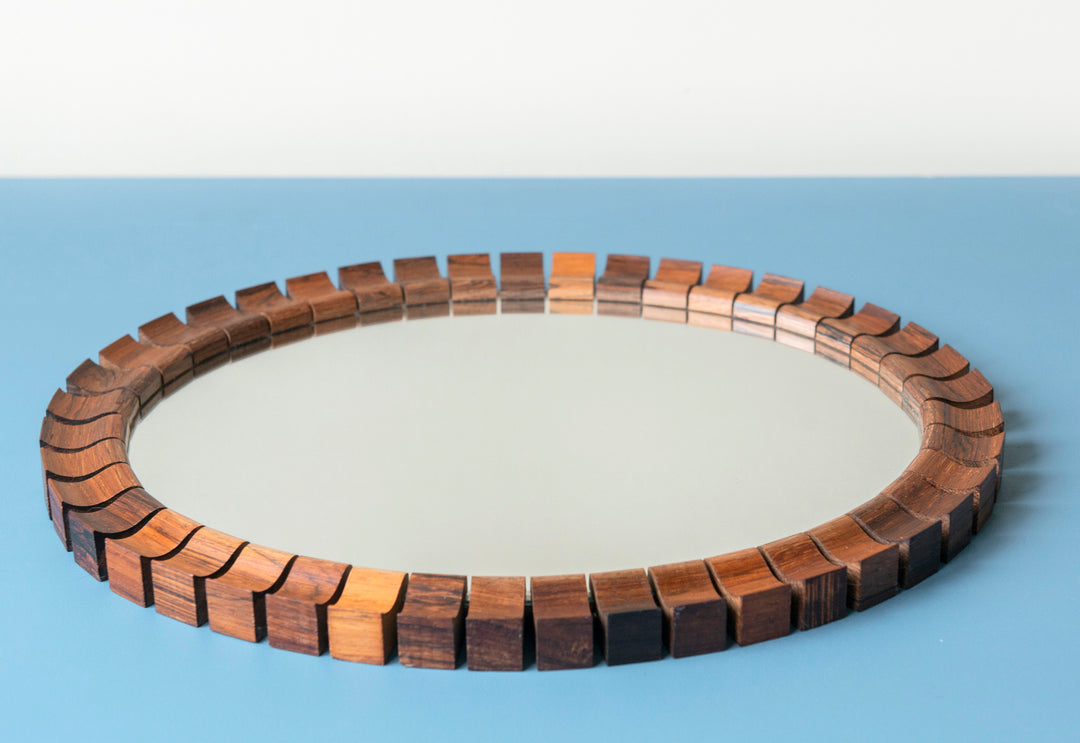 Oval Teak Rosewood Mirror, Danish Design, 1960s