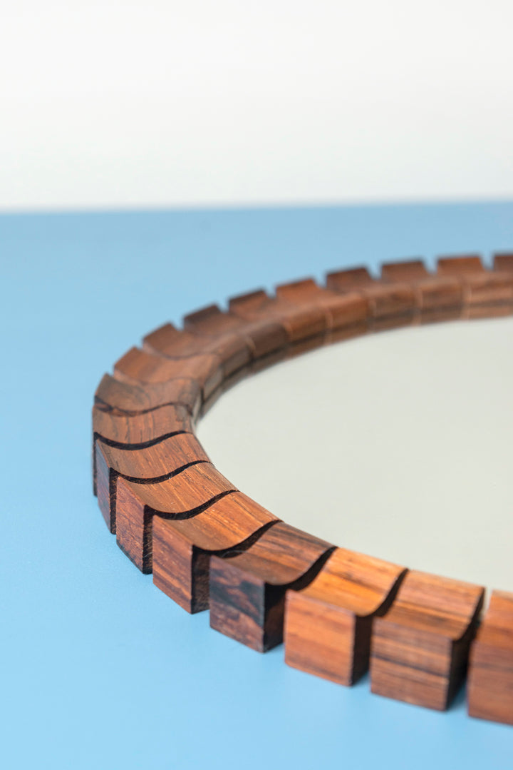 Oval Teak Rosewood Mirror, Danish Design, 1960s