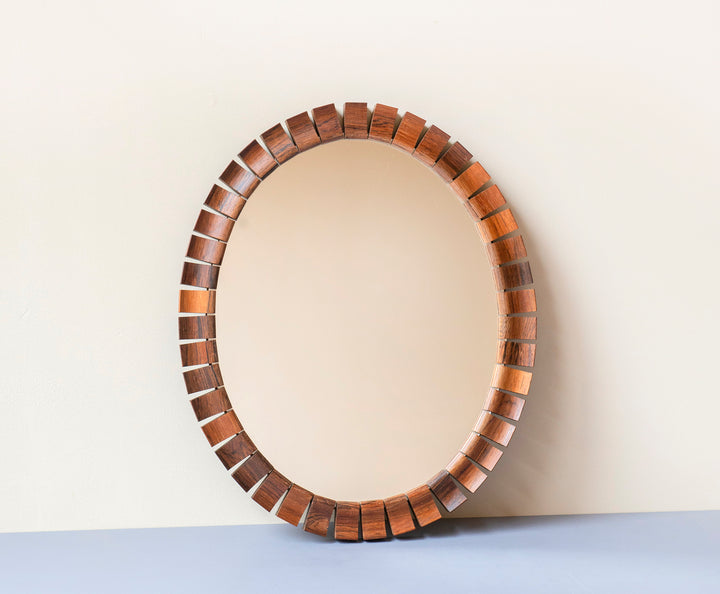 Oval Teak Rosewood Mirror, Danish Design, 1960s