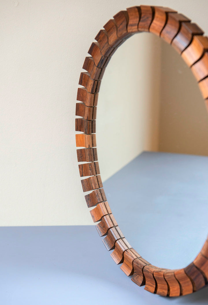 Oval Teak Rosewood Mirror, Danish Design, 1960s