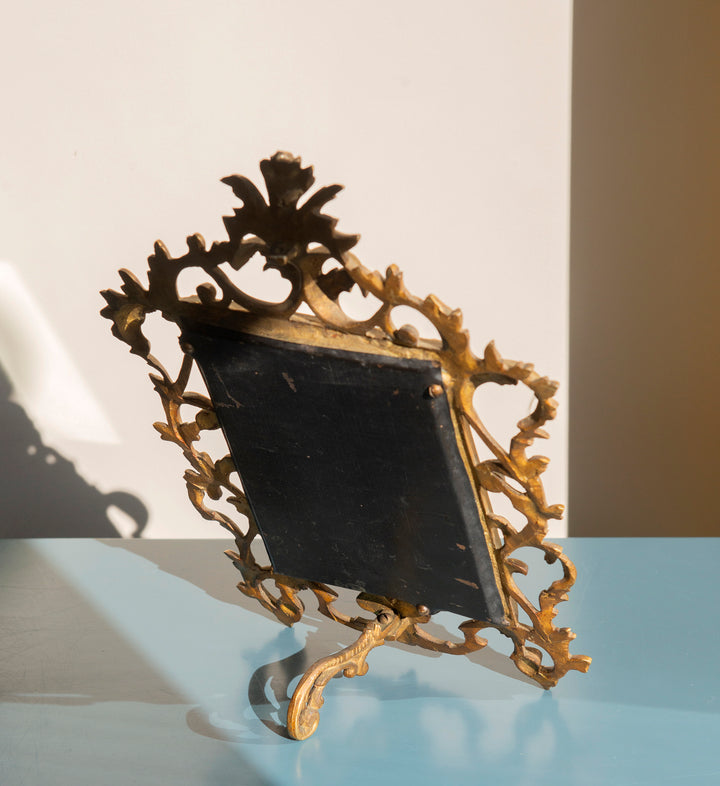 Antique Brass Table Mirror - Ornate Frame