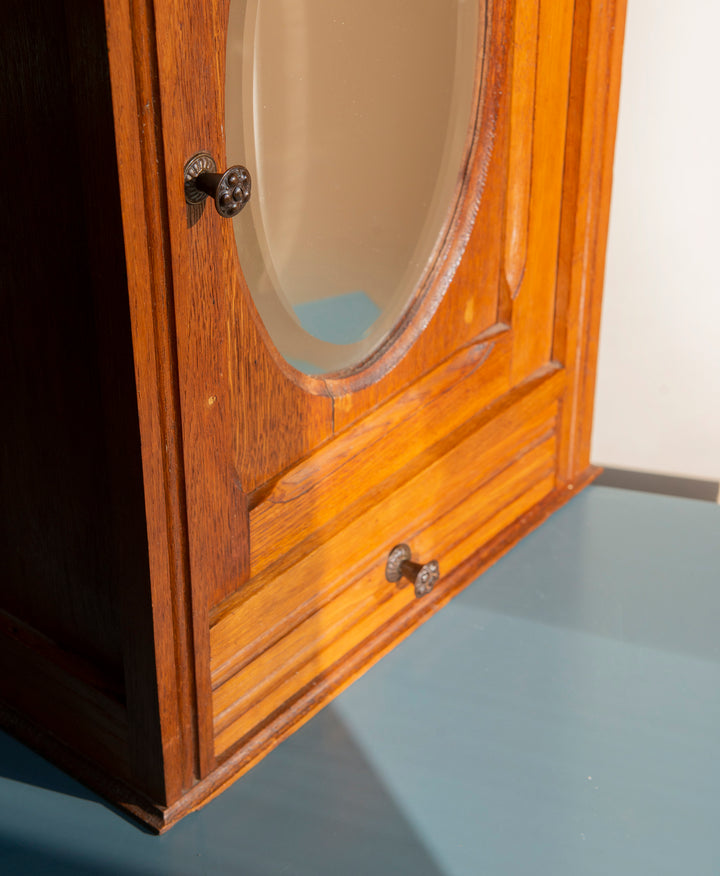 Large Antique Apothecary Chest With Oval Mirror