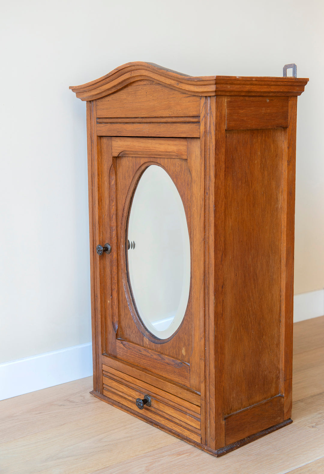 Large Antique Apothecary Chest With Oval Mirror