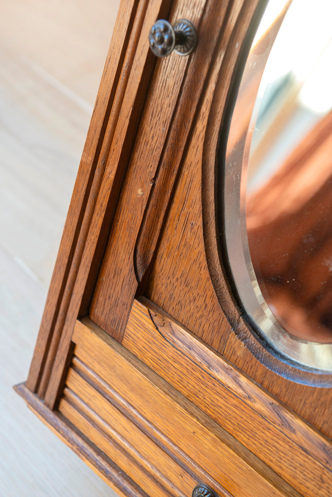Large Antique Apothecary Chest With Oval Mirror