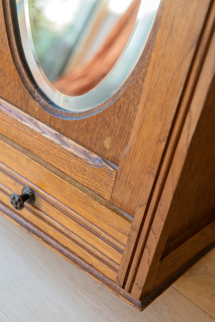Large Antique Apothecary Chest With Oval Mirror