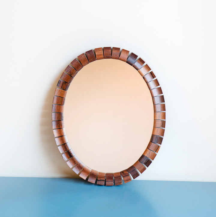 Oval Teak Rosewood Mirror, Danish Design, 1960s