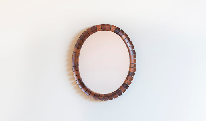 Oval Teak Rosewood Mirror, Danish Design, 1960s