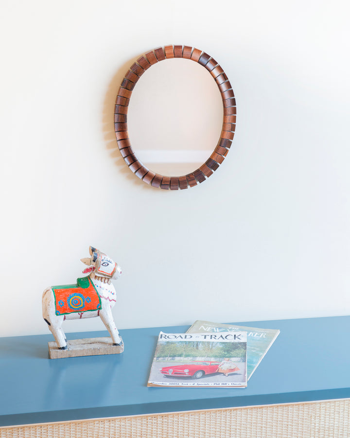 Oval Teak Rosewood Mirror, Danish Design, 1960s