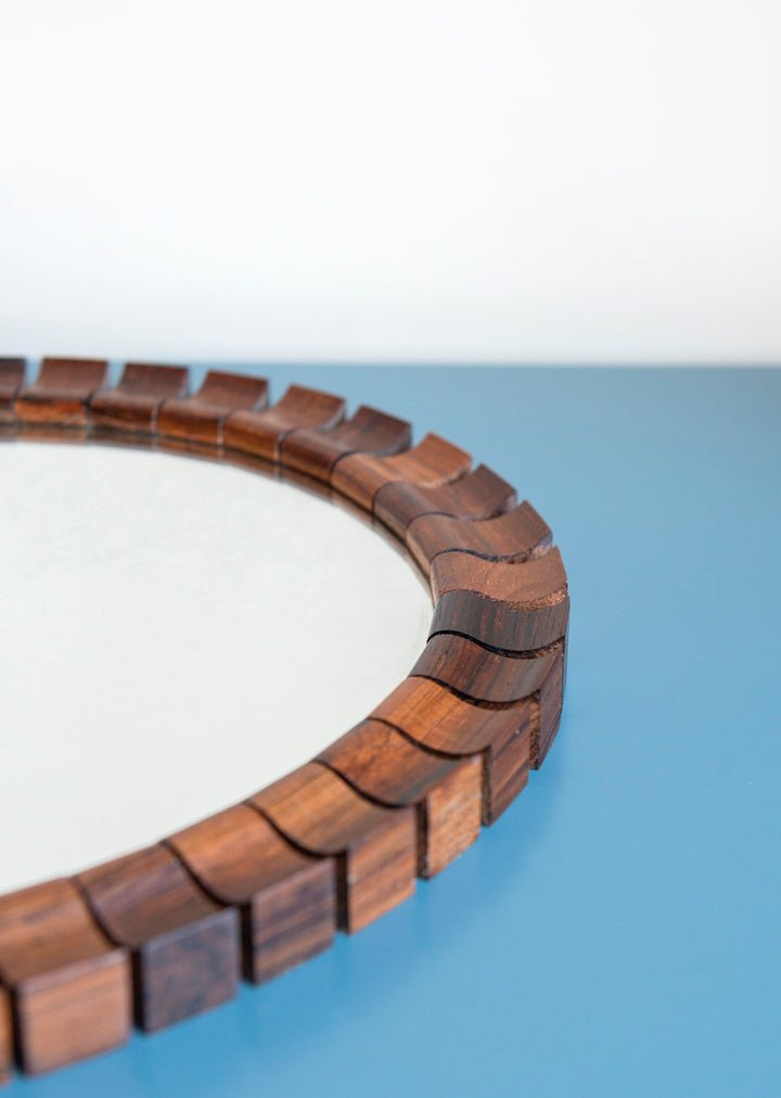 Oval Teak Rosewood Mirror, Danish Design, 1960s