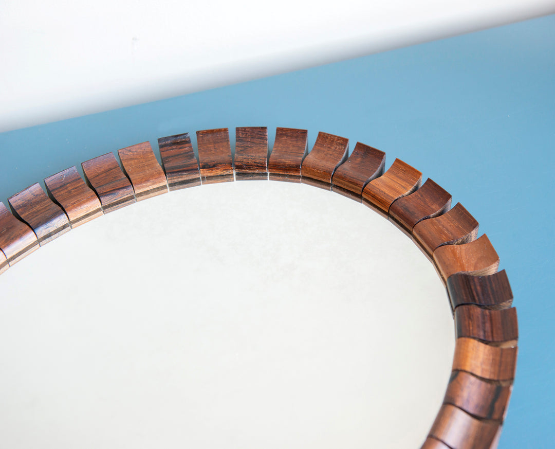 Oval Teak Rosewood Mirror, Danish Design, 1960s