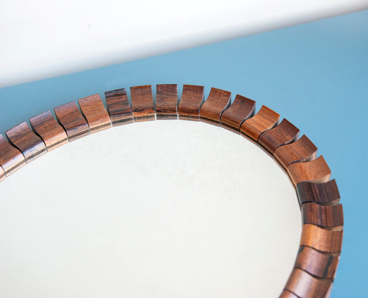 Oval Teak Rosewood Mirror, Danish Design, 1960s