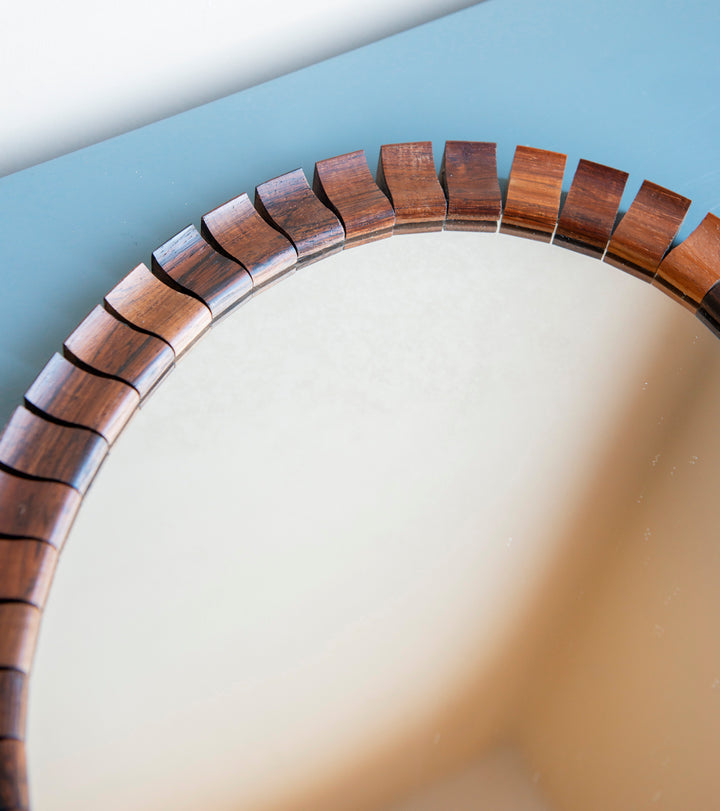 Oval Teak Rosewood Mirror, Danish Design, 1960s