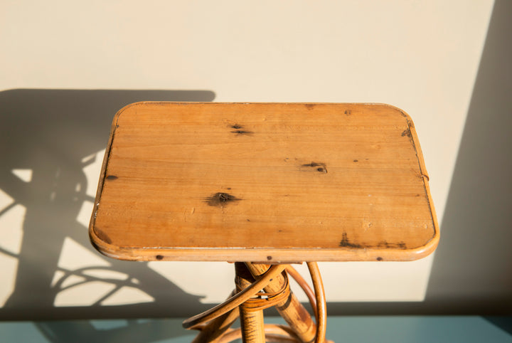 Small Vintage Bamboo Side Table - Organic Shape
