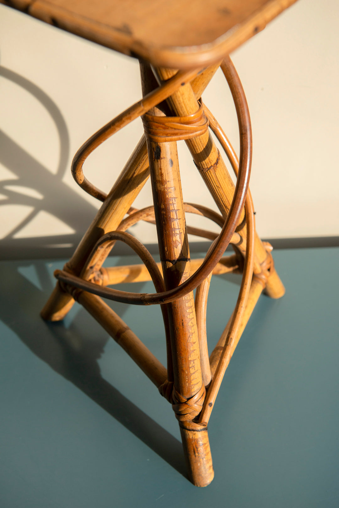 Small Vintage Bamboo Side Table - Organic Shape