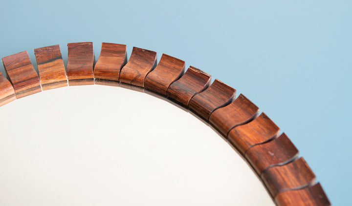 Oval Teak Rosewood Mirror, Danish Design, 1960s