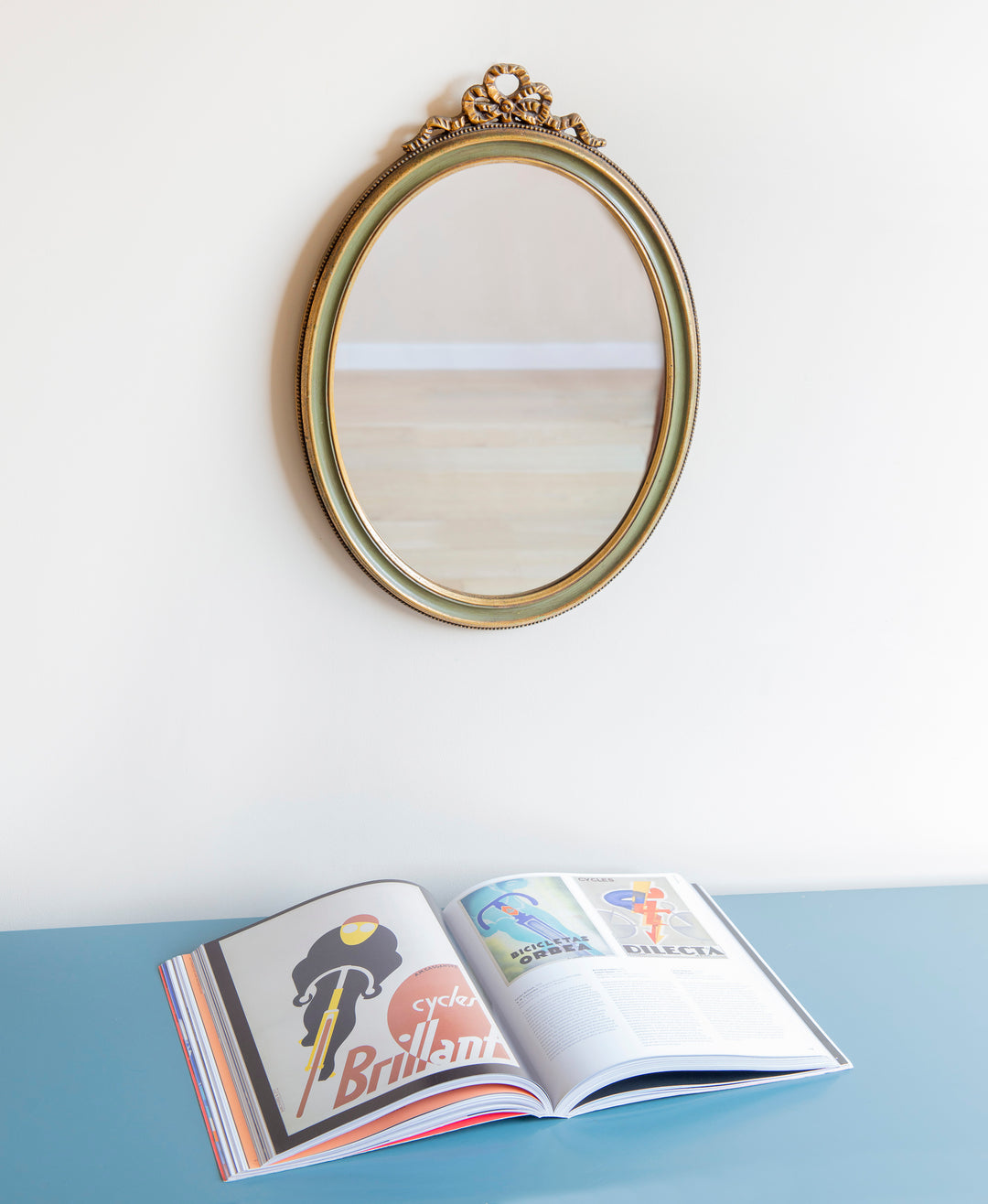 Vintage Oval Bow Mirror, Baroque Style