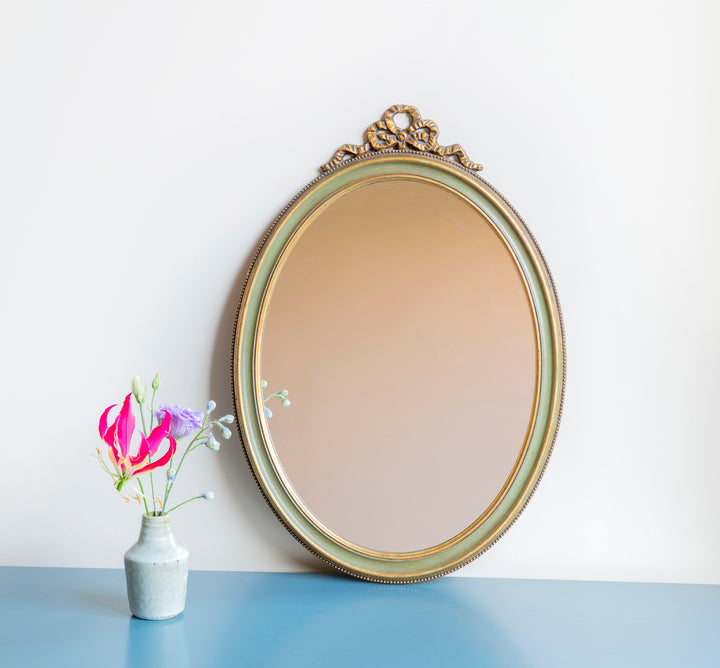 Vintage Oval Bow Mirror, Baroque Style