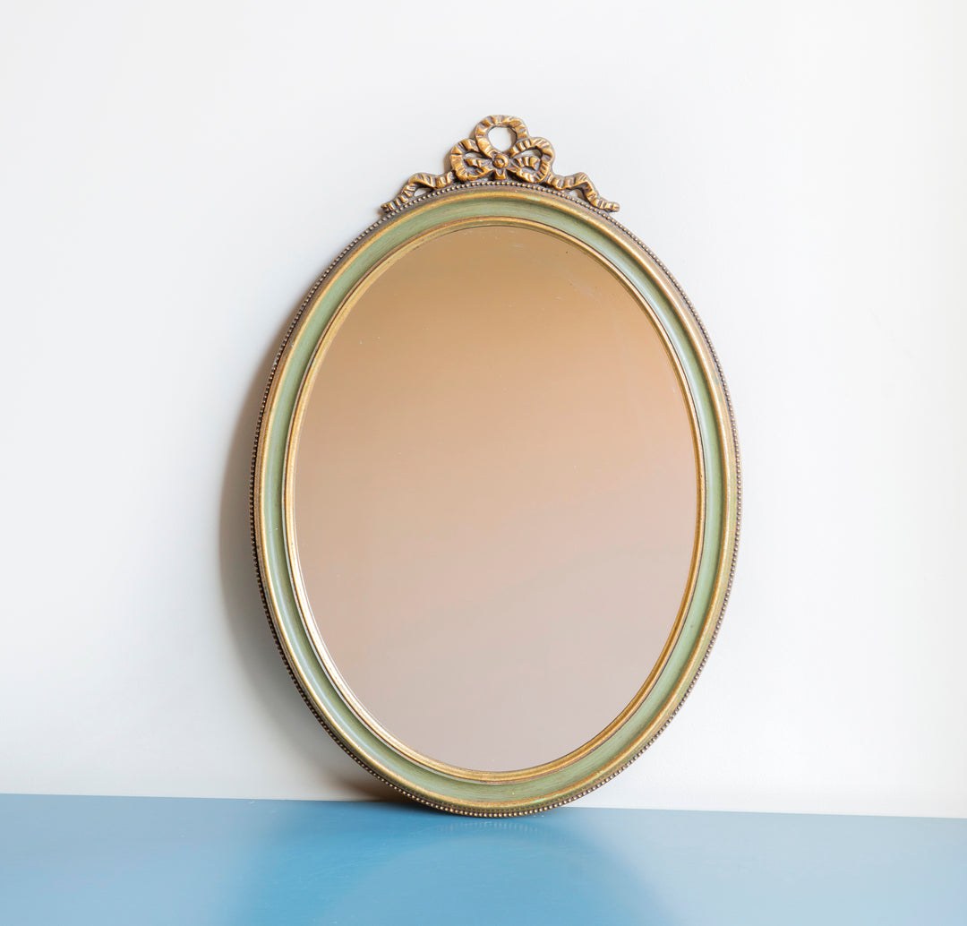 Vintage Oval Bow Mirror, Baroque Style