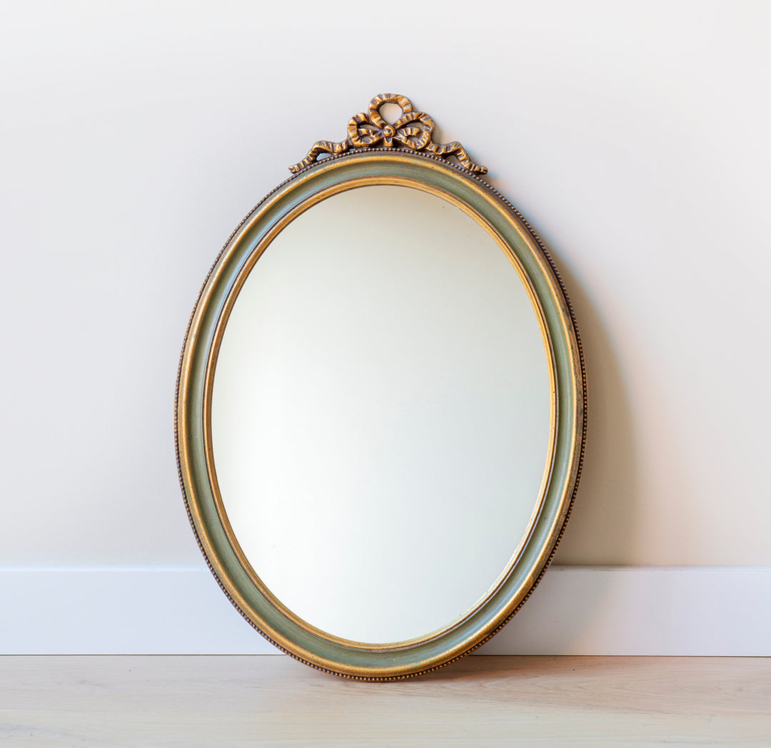 Vintage Oval Bow Mirror, Baroque Style