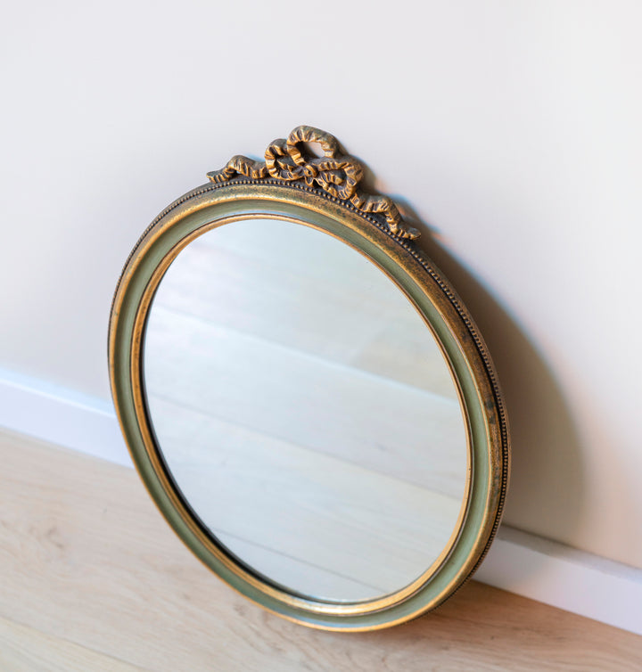 Vintage Oval Bow Mirror, Baroque Style