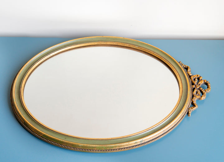 Vintage Oval Bow Mirror, Baroque Style