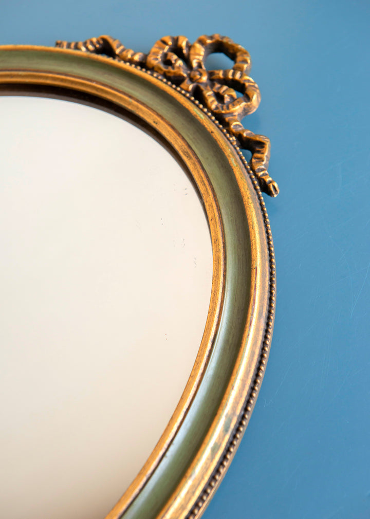 Vintage Oval Bow Mirror, Baroque Style