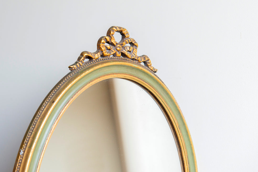 Vintage Oval Bow Mirror, Baroque Style