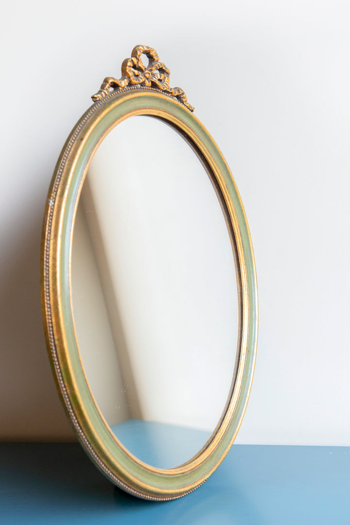 Vintage Oval Bow Mirror, Baroque Style