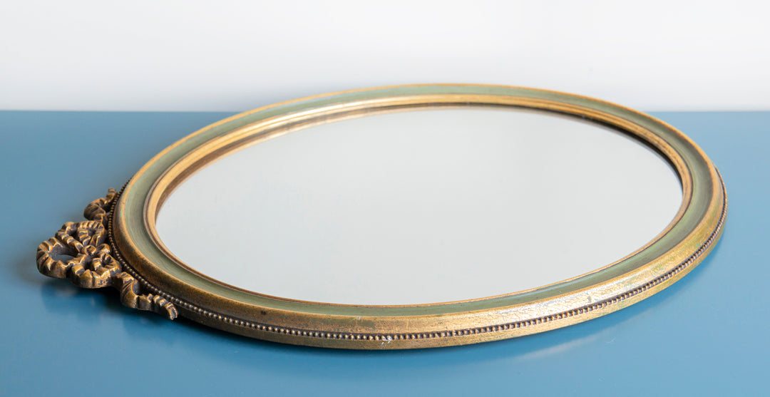 Vintage Oval Bow Mirror, Baroque Style