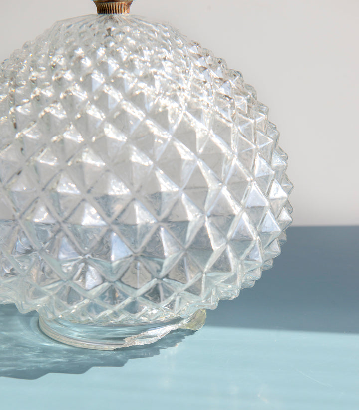 Cut Crystal Glass Pineapple Lamp, Hollywood Regency