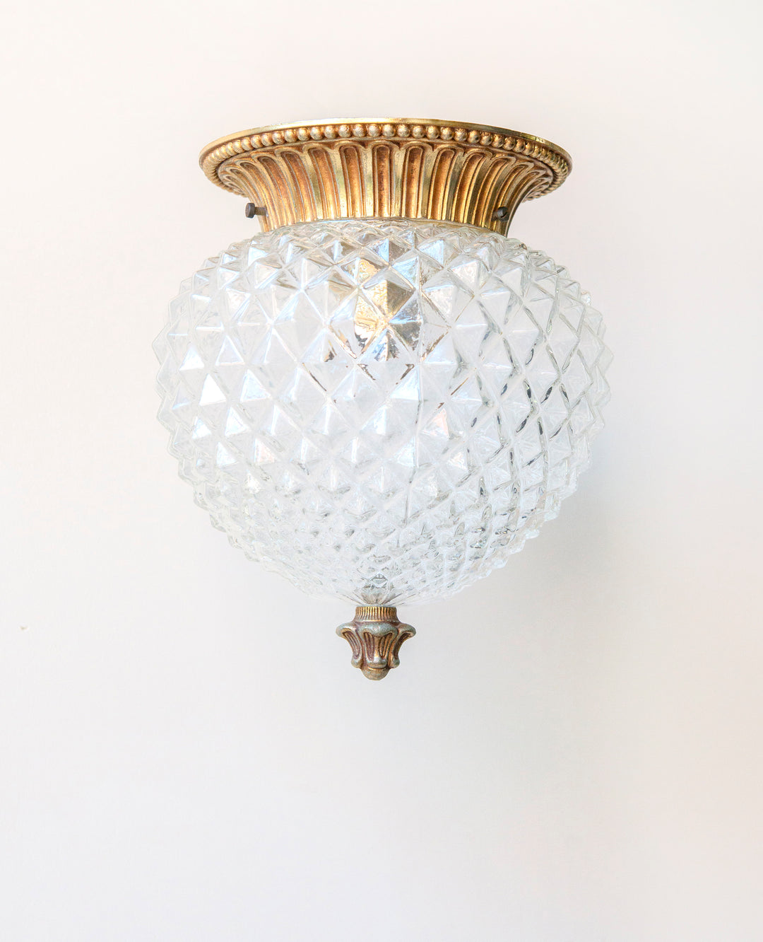 Cut Crystal Glass Pineapple Lamp, Hollywood Regency
