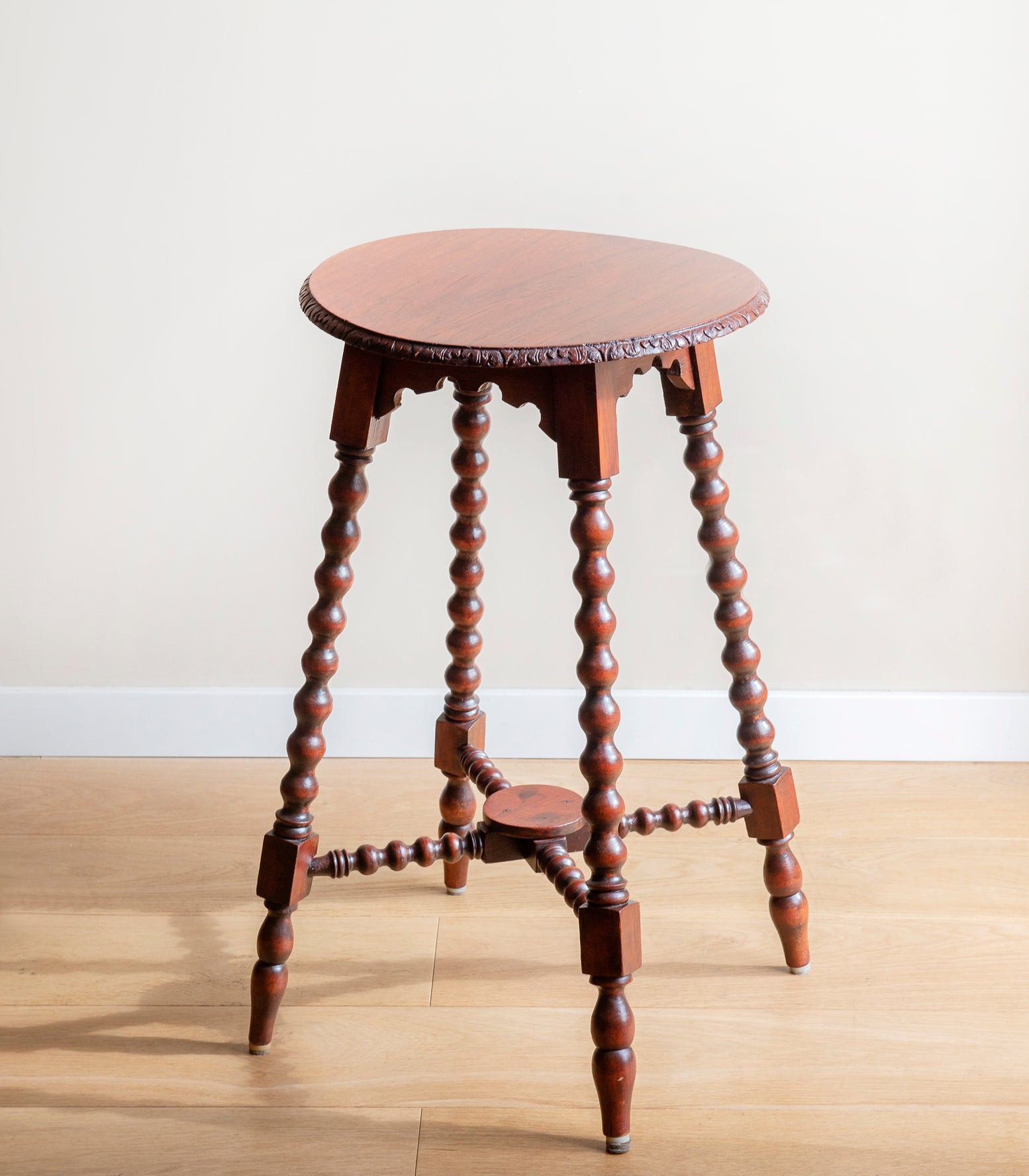 Large Antique Side Table With Carved Bobbin Legs – Curated Vintage