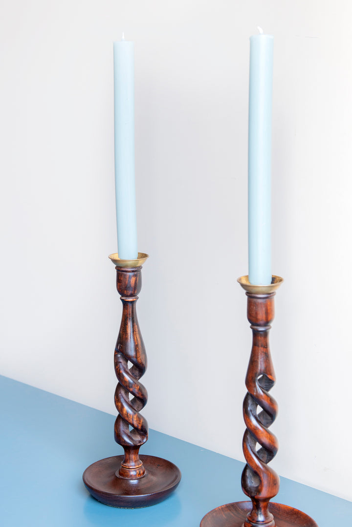 Antique Barley Twist Candle Holder Pair, 1920s Design
