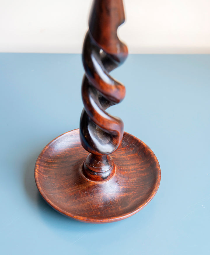 Antique Barley Twist Candle Holder Pair, 1920s Design