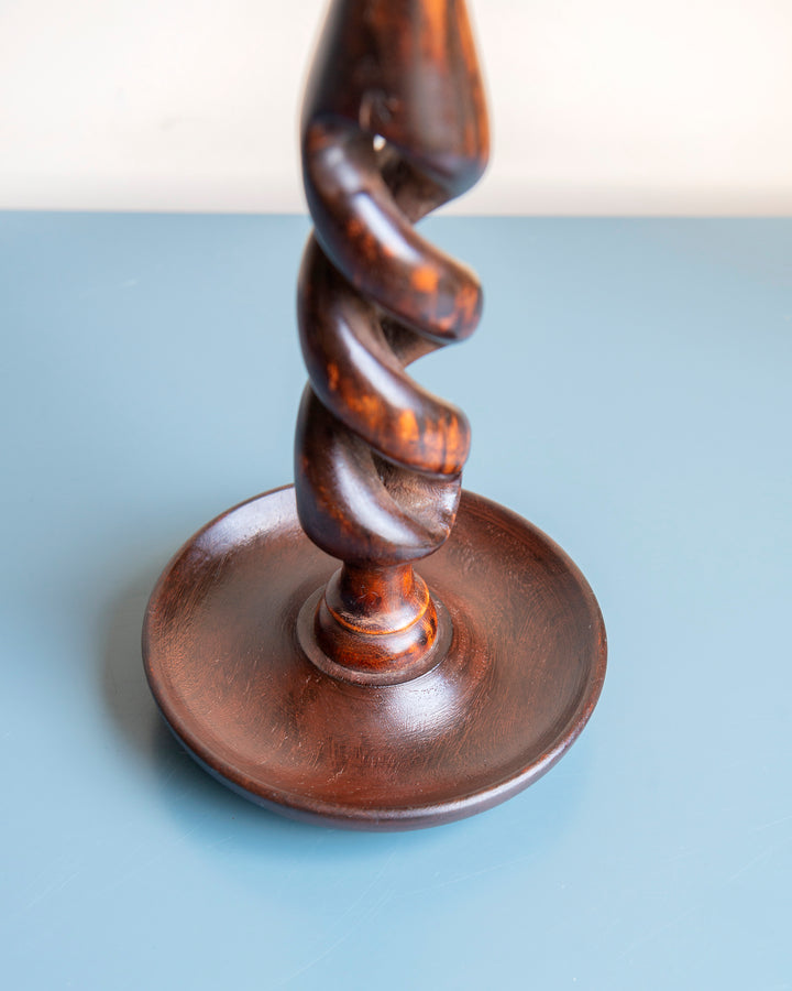 Antique Barley Twist Candle Holder Pair, 1920s Design