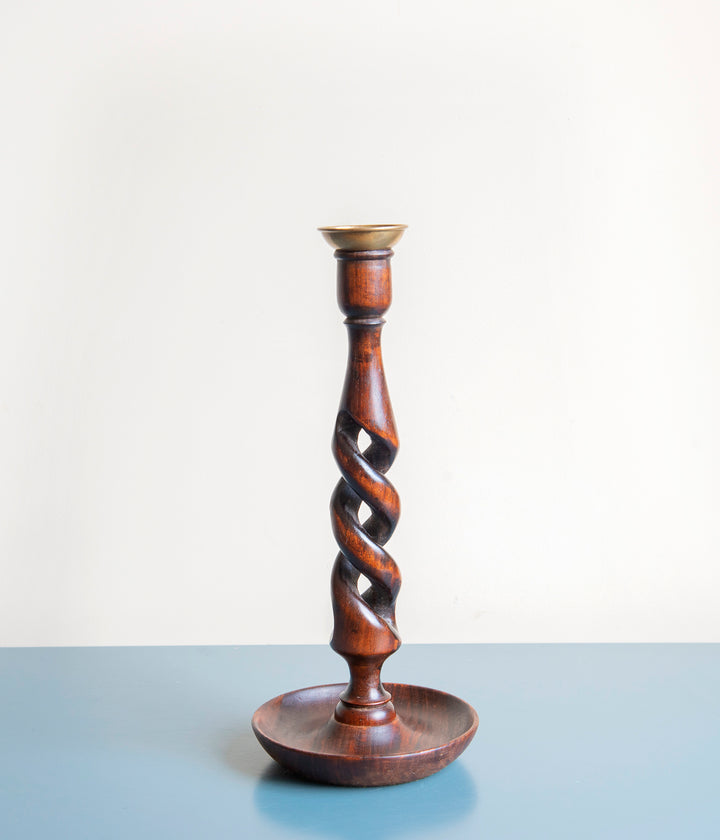 Antique Barley Twist Candle Holder Pair, 1920s Design