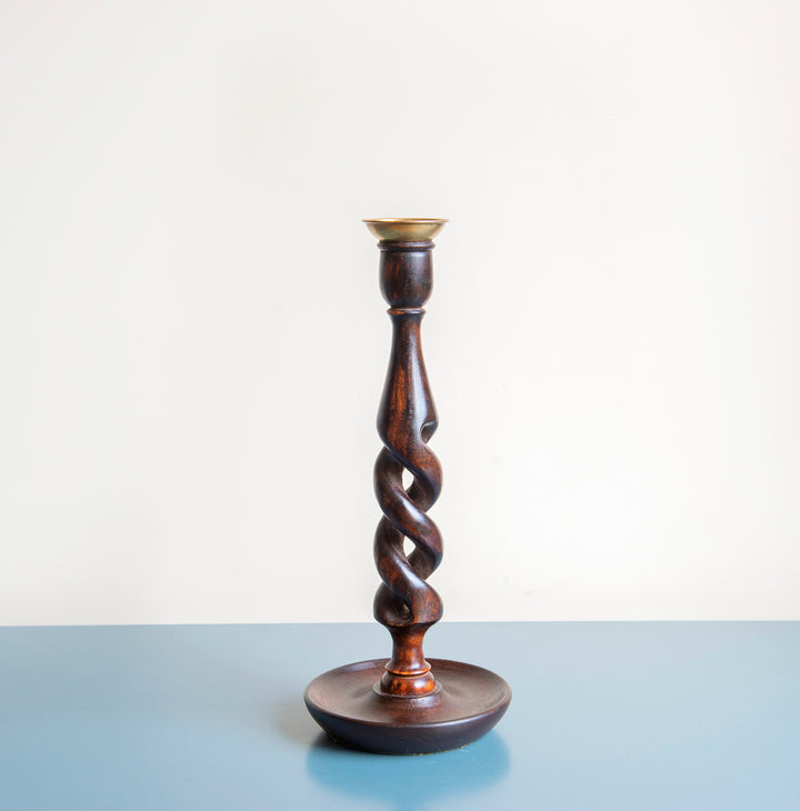 Antique Barley Twist Candle Holder Pair, 1920s Design