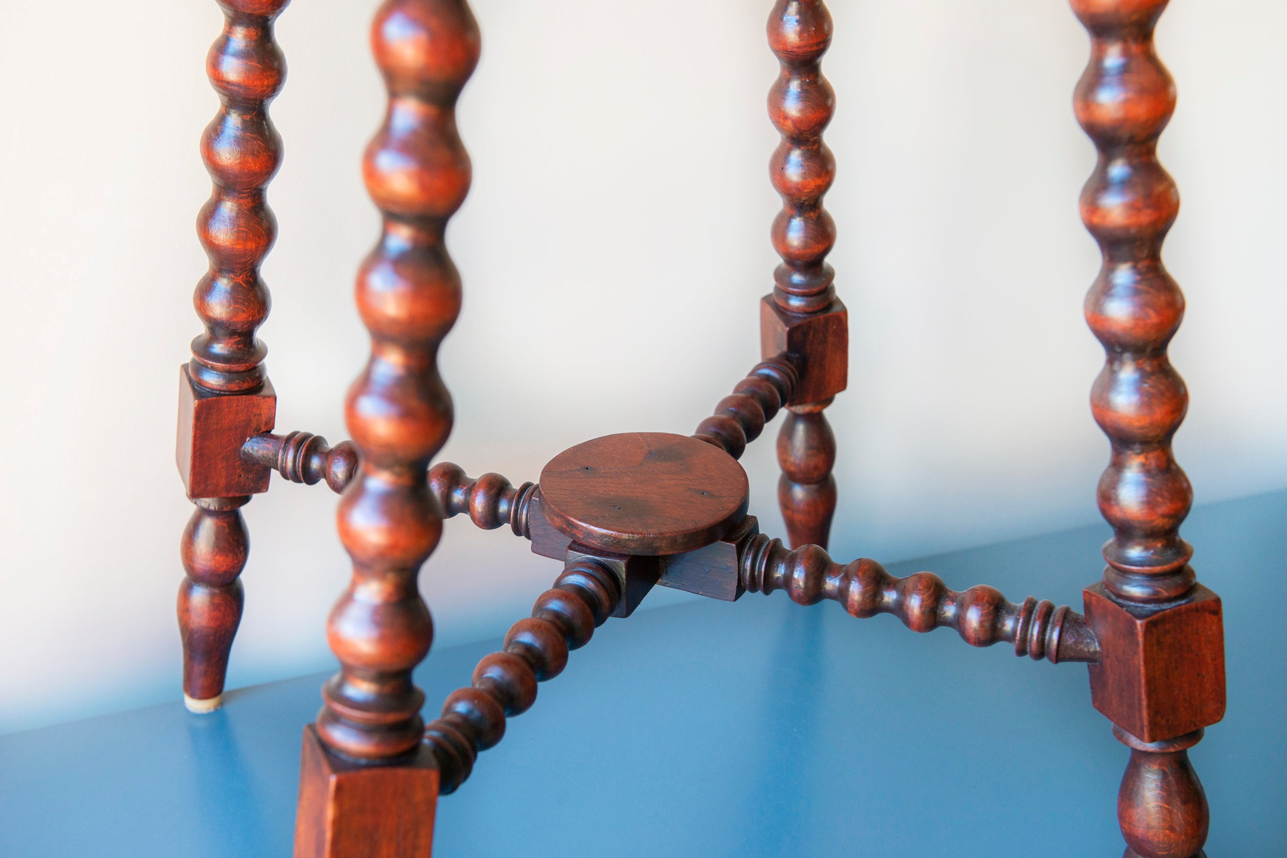 Large Antique Side Table With Carved Bobbin Legs – Curated Vintage