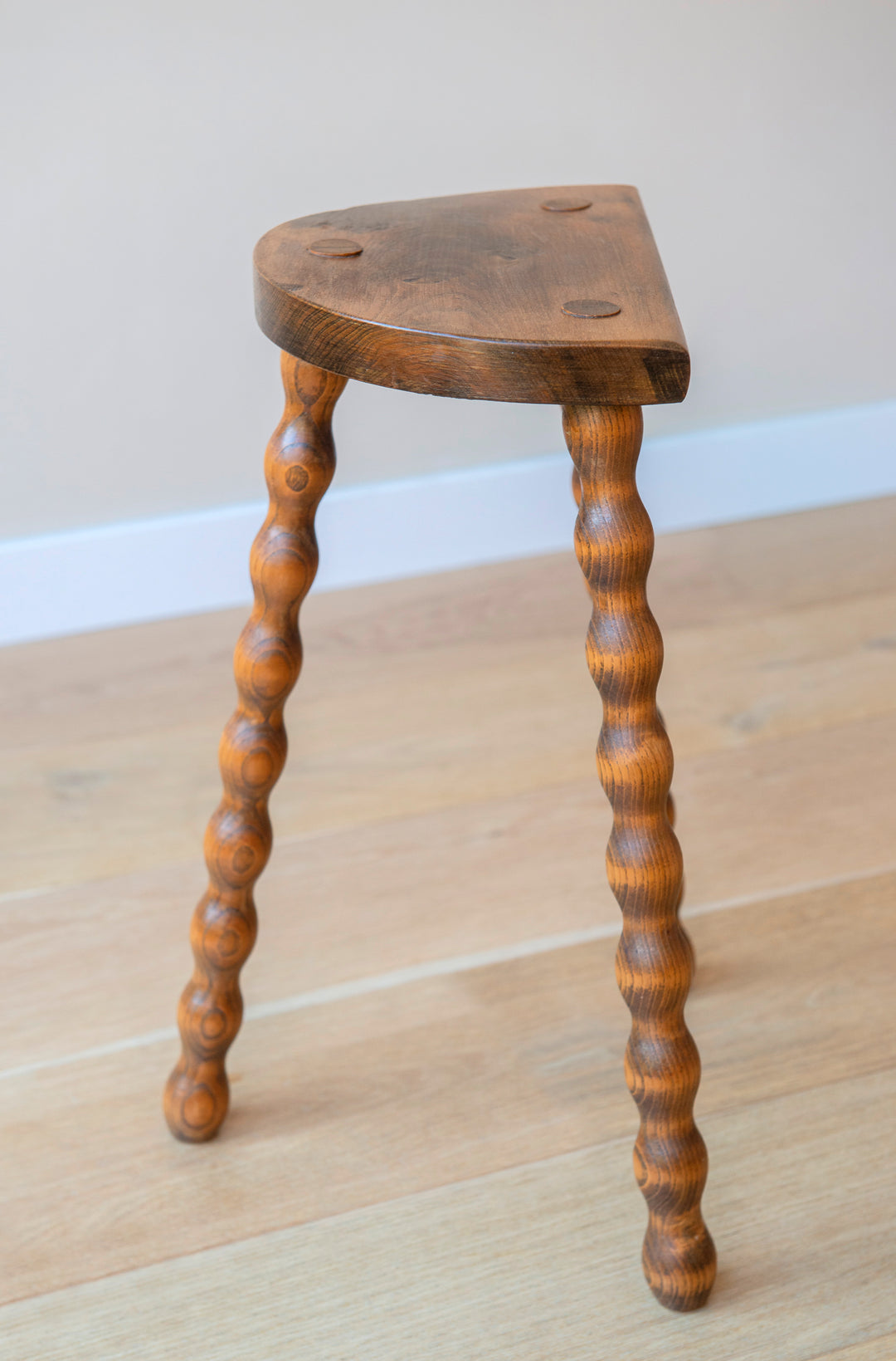 French Bobbin Milking Stool, Half Moon Table