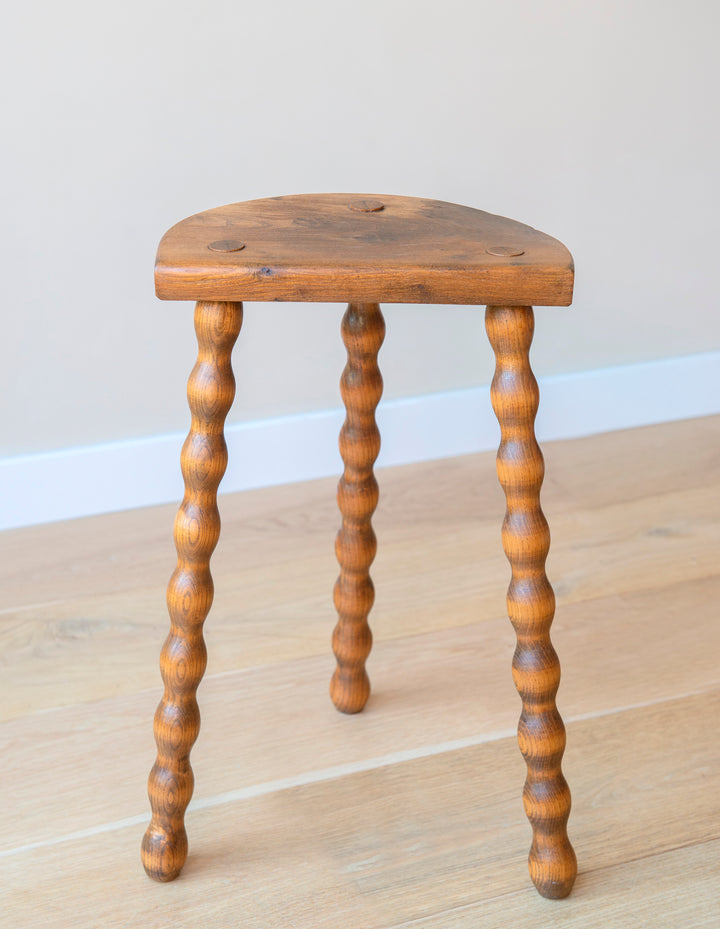 French Bobbin Milking Stool, Half Moon Table