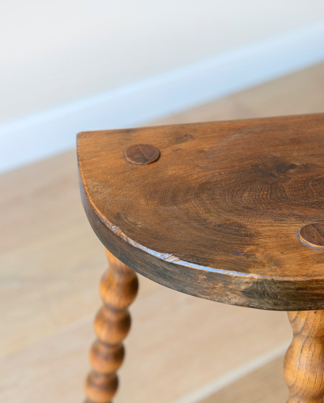 French Bobbin Milking Stool, Half Moon Table