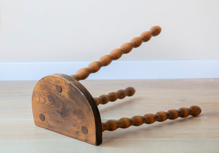 French Bobbin Milking Stool, Half Moon Table