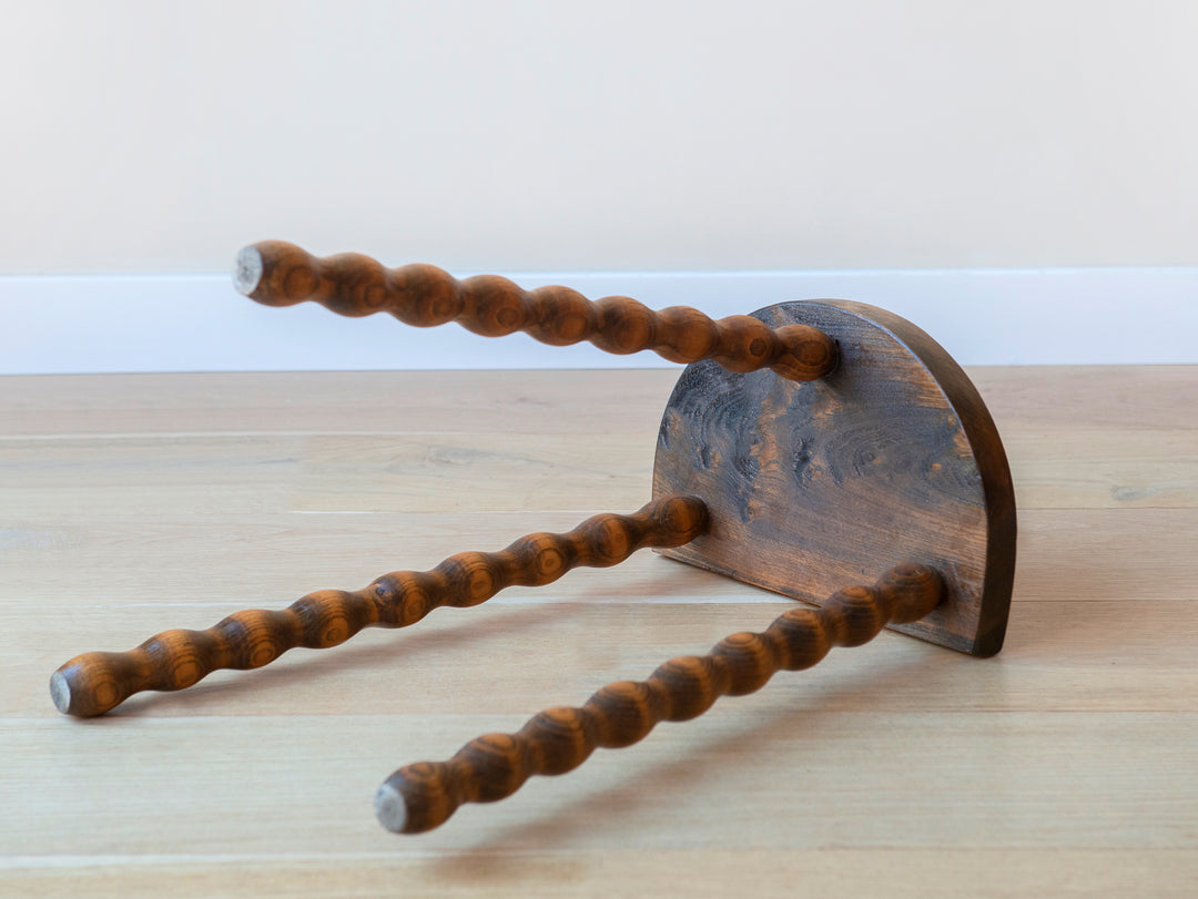 French Bobbin Milking Stool, Half Moon Table