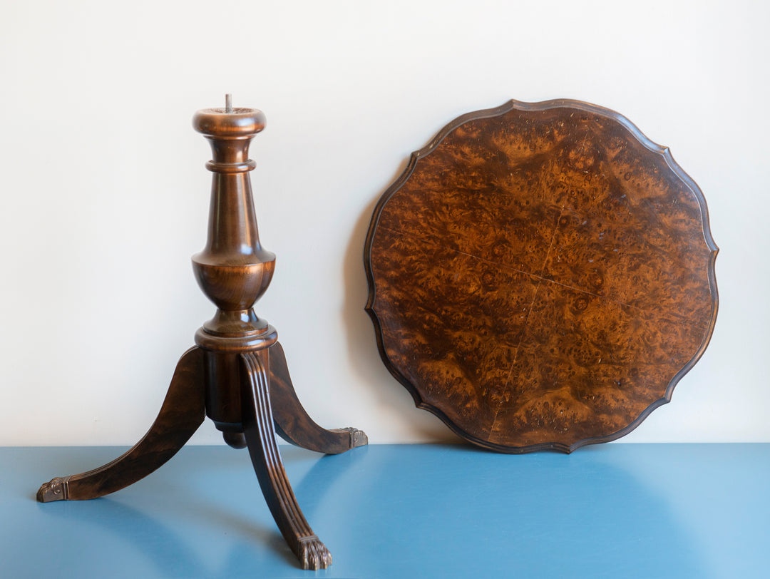 Antique Walnut Wine Table - Scalloped Tabletop