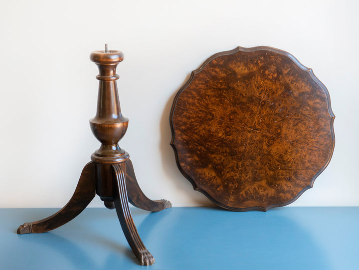Antique Walnut Wine Table - Scalloped Tabletop